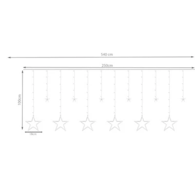 ISO 19750 Světelný závěs hvězdy 138 LED, USB, dálkové ovládání, teplá bílá