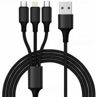 Xtrobb 19907 Nabíječka do auta, 4 konektory USB, Quick Charge + kabel MicroUSB, Lighting, USB-TYP C černá