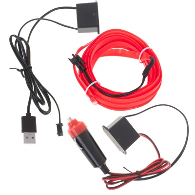 KIK KX4956 LED ambientní osvětlení pro auto/auto USB/12V páska 3m červená