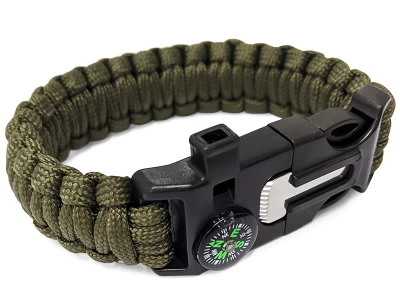 Verk 14372 Náramok prežitia Paracord 5 v 1 khaki