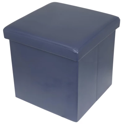 Monopol Kožený taburet s úložným prostorem 38 x 38 cm modrá