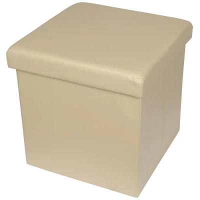 Monopol Kožený taburet s úložným prostorem 38 x 38 cm béžová