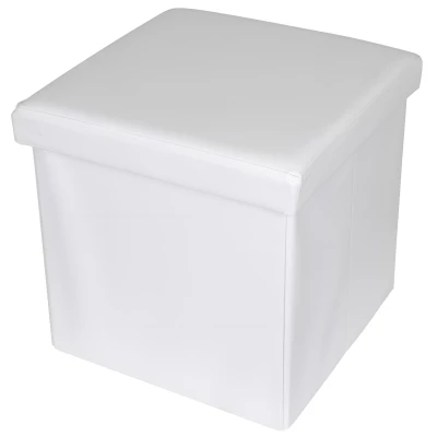 Monopol Kožený taburet s úložným prostorem 38 x 38 cm bílá