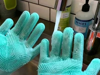 Verk 01606 Silikonové mycí rukavice na nádobí fialové 2 ks