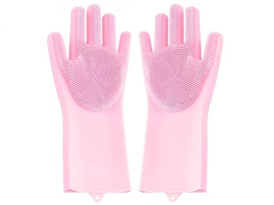 Verk 01606 Silikonové mycí rukavice na nádobí světle růžové 2 ks