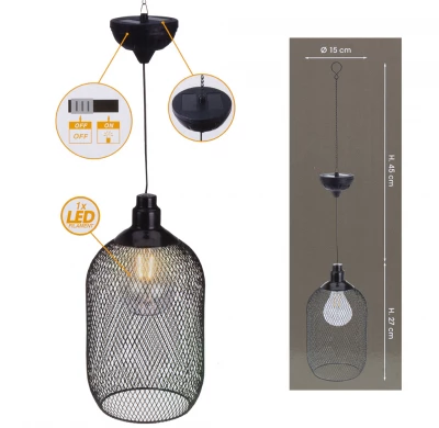 ProGarden Svítidlo solární závěsné s LED žárovkou 27 x 15 cm