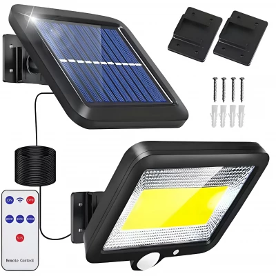 Pronett XJ4358 Solárne vonkajšie 100 LED COB osvetlenie, 50W, IP44, pohybový senzor