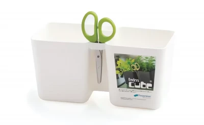 Květináč TWINS CUBE bílý 24,4cm