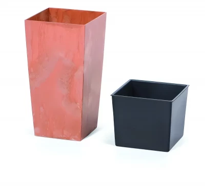 Kvetináč s vkladom URBI SQUARE BETON EFFECT terakota 24 cm