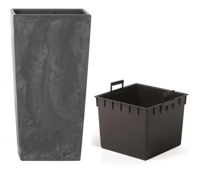Květináč s vkladem URBI SQUARE BETON EFFECT antracit 40 cm