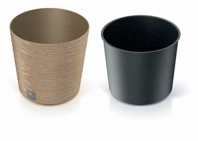 Květináč FURU ROUND LOW ECO WOOD 25cm naturo