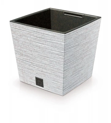 Květináč FURU SQUARE LOW ECO WOOD 24cm bílý