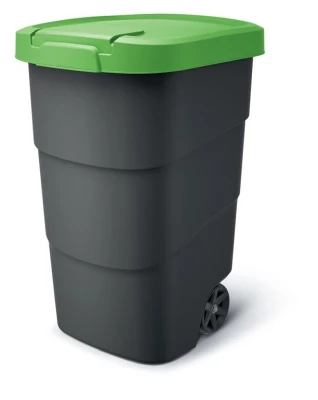 Záhradná nádoba s kolieskami WHEELER antracit so zeleným vekom 90l