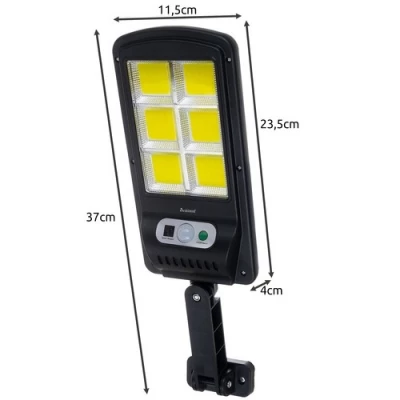 Verk 12276 Pouličné osvetlenie solárne 160 LED COB, IP67, 90 W, 15000 mAh čierne