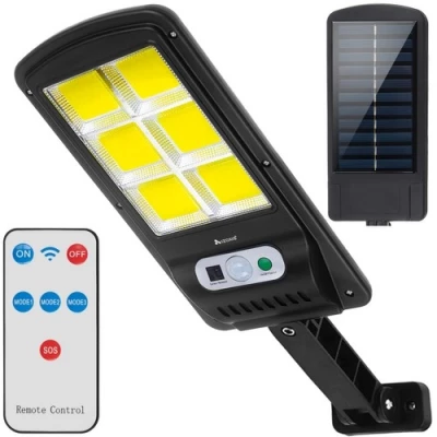 Verk 12276 Pouliční osvětlení solární 160 LED COB, IP67, 90 W, 15000 mAh černé