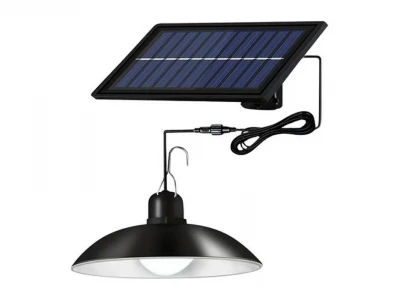 Azar Závěsná zahradní solární lampa 30 LED SMD se soumrakovým senzorem, dálkovým ovládáním, IP44, černá