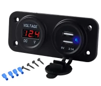 APT PLS37B Voděodolná zásuvka 2xUSB, voltmetr do auta