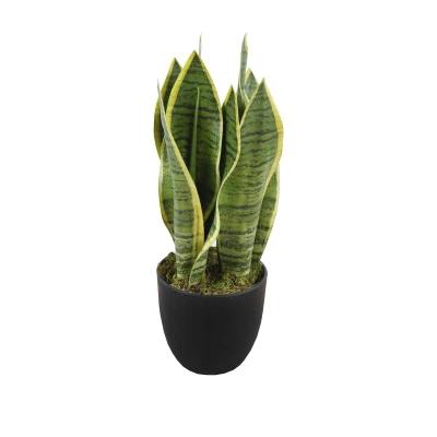 Lex Rostlina Sansevieria s květináčem umělá 33 cm zelená