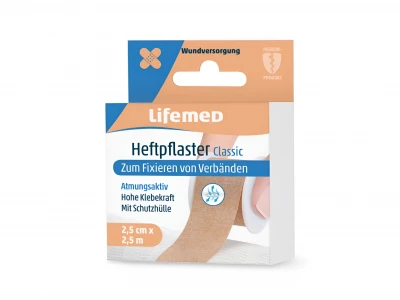 Lifemed Náplast textilní "Classic", cívka 250 x 2,5 cm