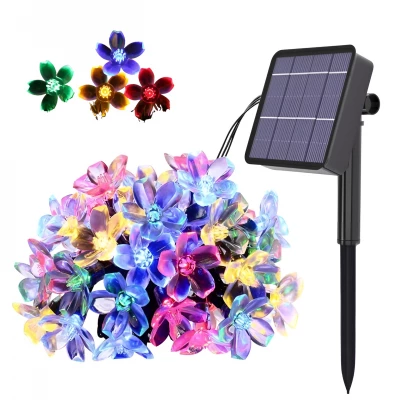 KIK KX4969_1 Solární dekorační řetěz 50 LED květiny