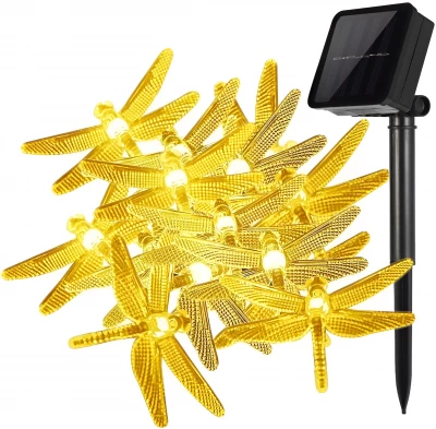 KIK KX4968 Světelný řetěz solární, vážka 30 LED, 6,5 m teplá bílá