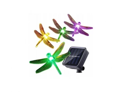 KIK KX4968 Světelný řetěz solární, vážka 30 LED, 6,5 m multicolor