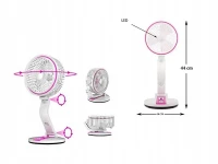 Verk Bezdrôtový skladací ventilátor s LED lampičkou ružovobiela
