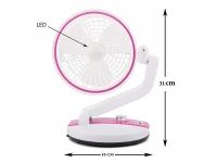 Verk Bezdrôtový skladací ventilátor s LED lampičkou ružovobiela