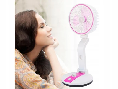 Verk Bezdrôtový skladací ventilátor s LED lampičkou ružovobiela