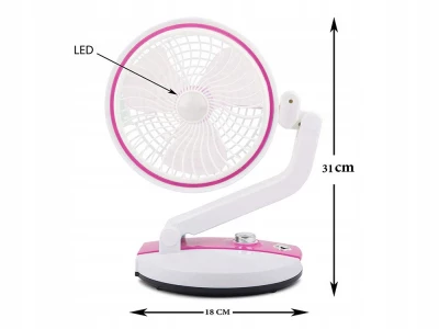 Verk Bezdrôtový skladací ventilátor s LED lampičkou ružovobiela