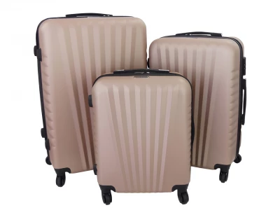 Gravitt Sada 3 Cestovních kufrů skořepinové, M/L/XL Champagne