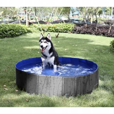 Purlov 20929 Skládací bazének pro psy 100x30 cm, modro-šedý