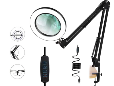 Verk 09197 Kosmetická lampa s lupou 54 LED, USB, černá