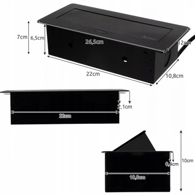 Izoxis 21446 Zásuvka výklopná 2x zásuvka, 2x USB, 1,9 m čierna