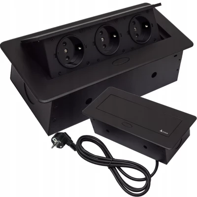 Izoxis 21659 Zásuvka výklopná 3x zásuvka, 1,9 m černá