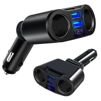 Verk 10074 Rozbočovač pro autozapalovač 2x USB, 12-24V, Voltmetr