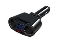 Verk 10074 Rozbočovač pro autozapalovač 2x USB, 12-24V, Voltmetr