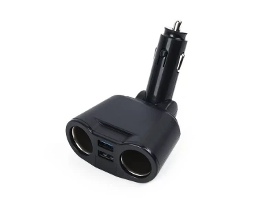 Verk 10074 Rozbočovač pro autozapalovač 2x USB, 12-24V, Voltmetr