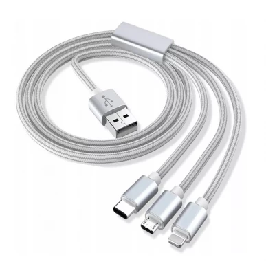Verk 06278 Nabíjecí kabel USB 3 v 1 stříbrná