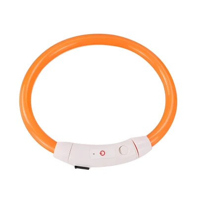 Nuxie LED svítící obojek pro kočku a psa 55 cm oranžový