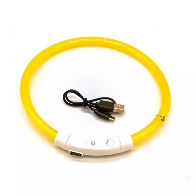 Nuxie LED svítící obojek pro kočku a psa 55 cm žlutý