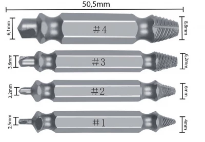 Verk 11345 Vytahováky poškozených šroubů 2-12 mm 4 ks 