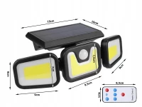 Verk 12282 Solární 103 COB LED osvětlení s PIR čidlem pohybu, IP67, 2400 mAh
