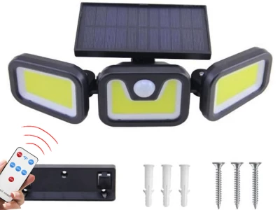Verk 12282 Solární 103 COB LED osvětlení s PIR čidlem pohybu, IP67, 2400 mAh