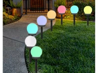 Verk 12284 Záhradná solárna lampa guľa RGB, 10 cm, IP65, 4 ks