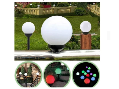 Verk 12284 Záhradná solárna lampa guľa RGB, 10 cm, IP65, 4 ks