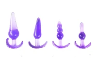 Sensual Set análních kolíků 4 ks průhledná fialová