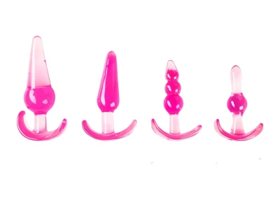 Sensual Set análních kolíků 4 ks průhledná růžová