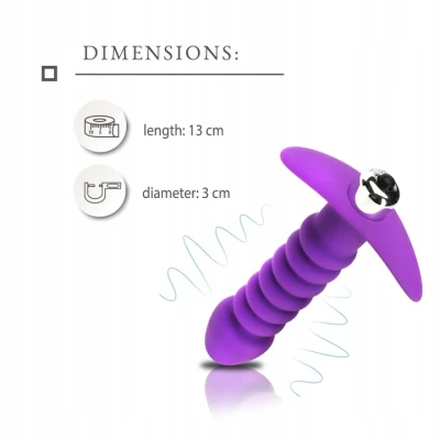 Sensual Vibrační anální kolík Butt Plug 13 cm, fialová