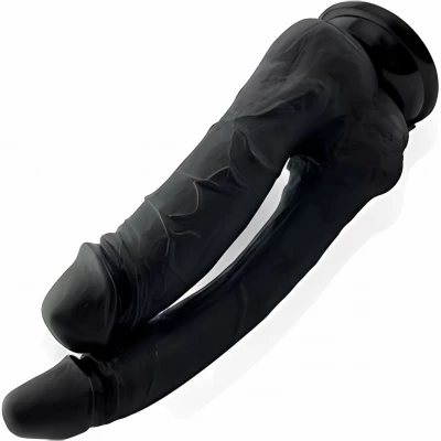 Sensual Dildo s přísavkou 18 cm dvojité černá